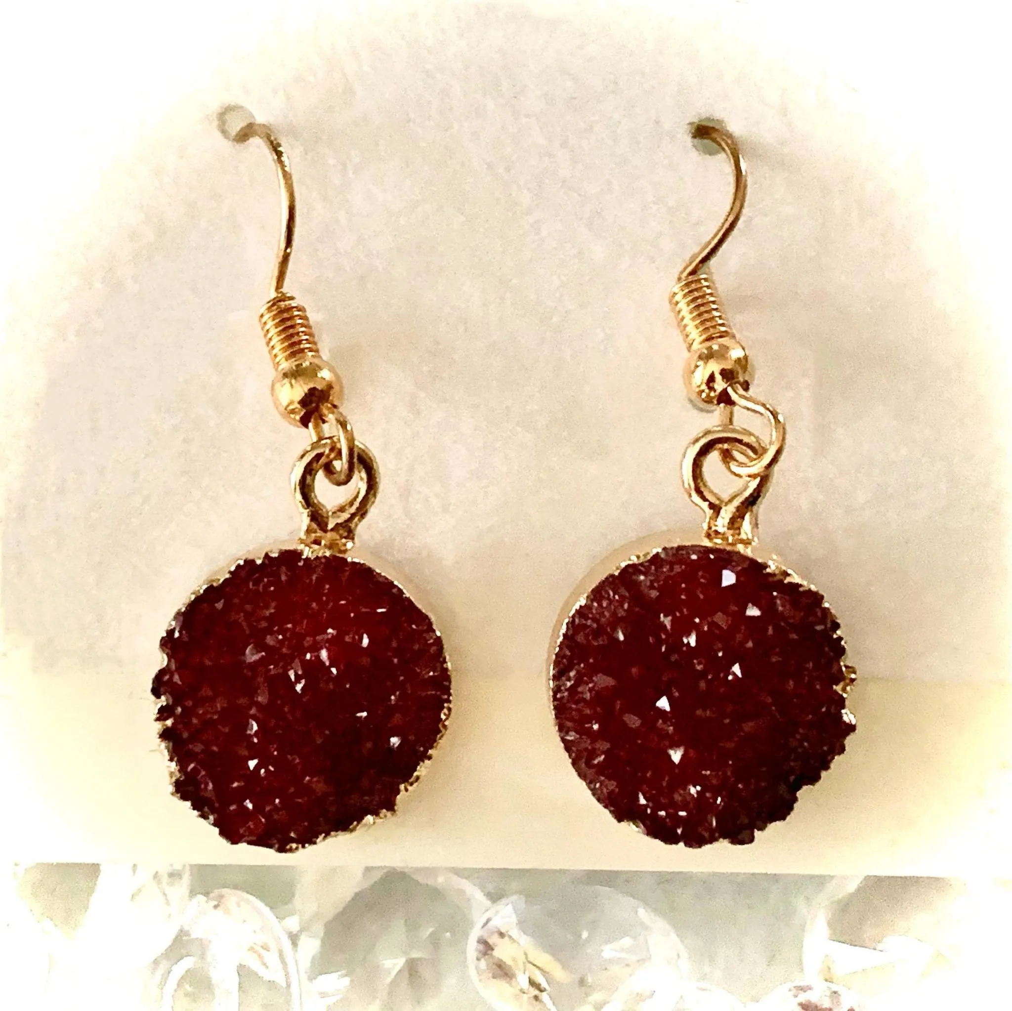 Red Druzy Earrings (Resin)