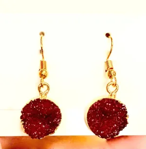 Red Druzy Earrings (Resin)