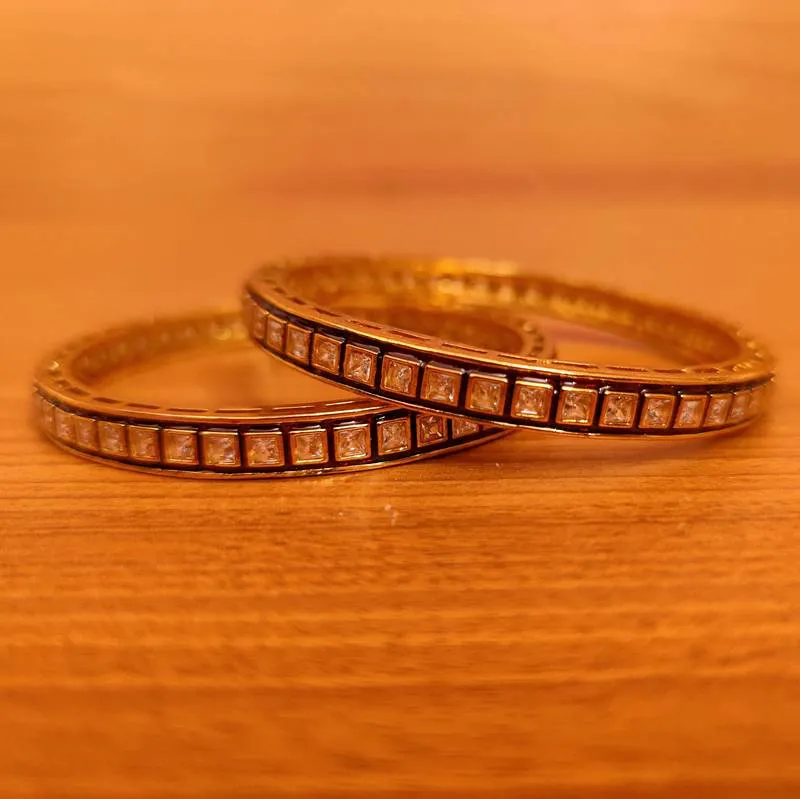 RED MEENAKARI POLKI STUDDED BANGLES
