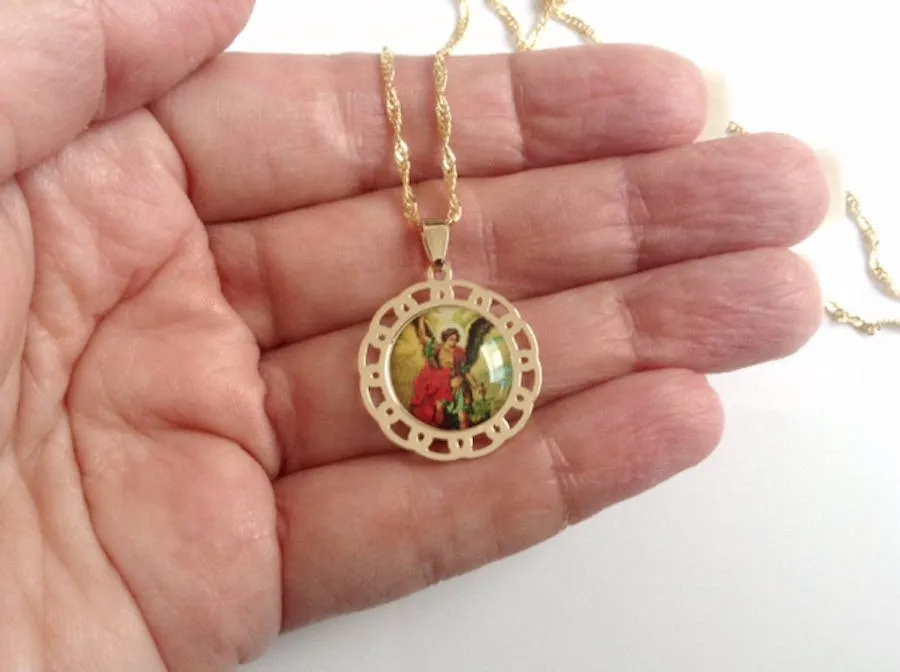 Religious Gifts Archangel St Michael Small Medal Necklace