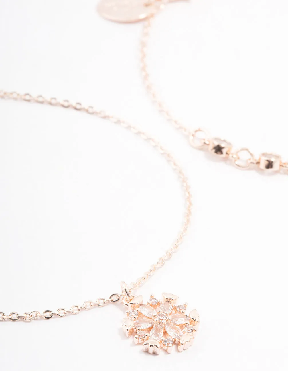 Rose Gold Plated Cubic Zirconia Snowflake Bracelet 2-Pack