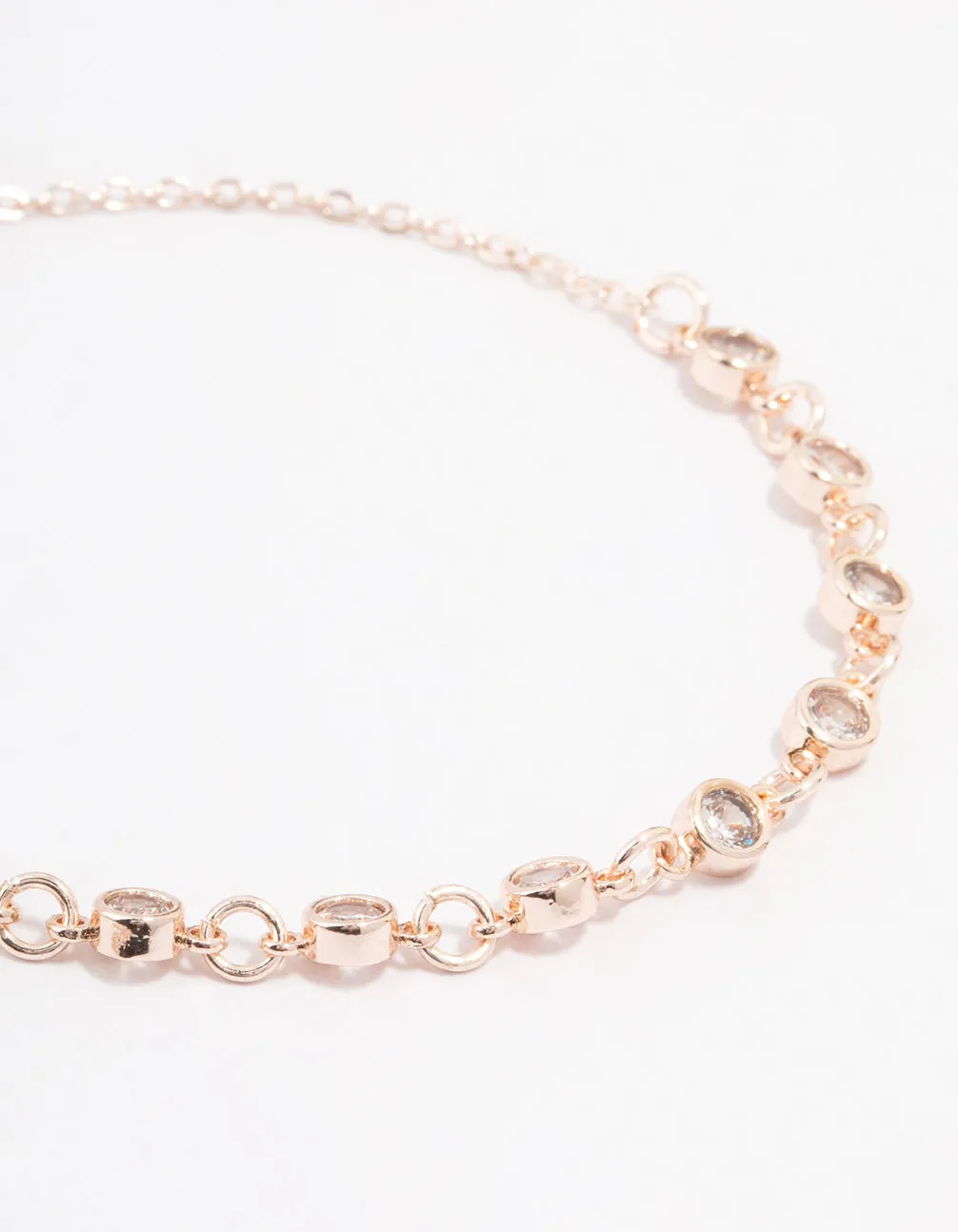 Rose Gold Plated Cubic Zirconia Snowflake Bracelet 2-Pack