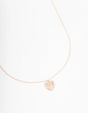 Rose Gold Simple Heart Diamante Necklace
