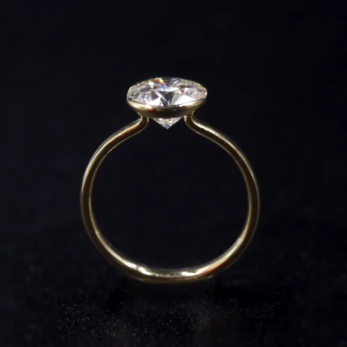 Round Solitaire Half Bezel Engagement Ring