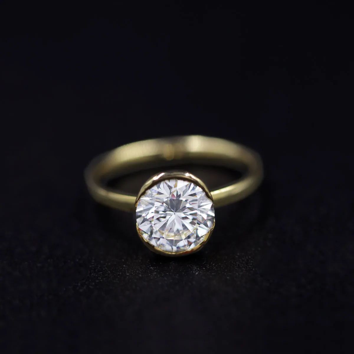 Round Solitaire Half Bezel Engagement Ring