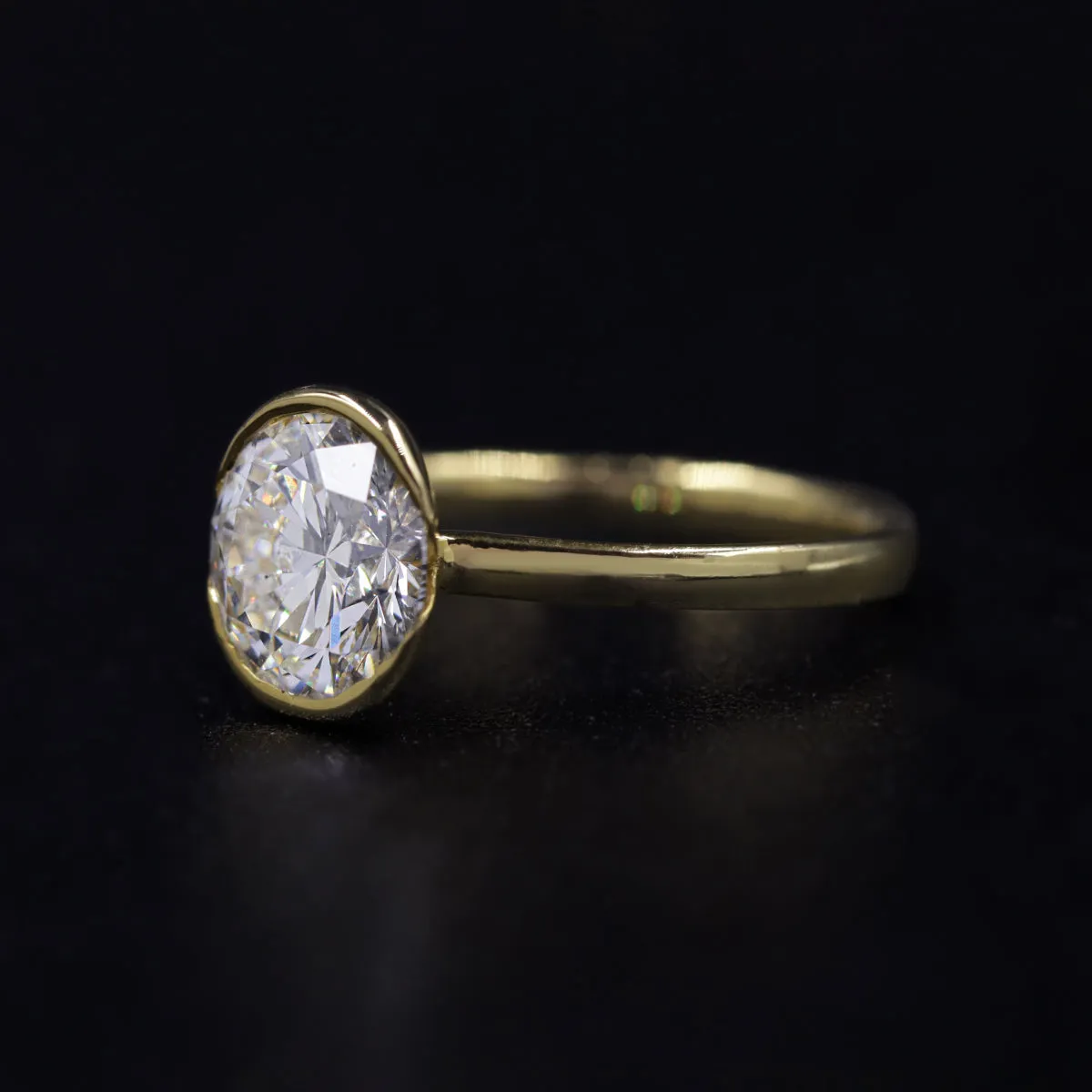 Round Solitaire Half Bezel Engagement Ring