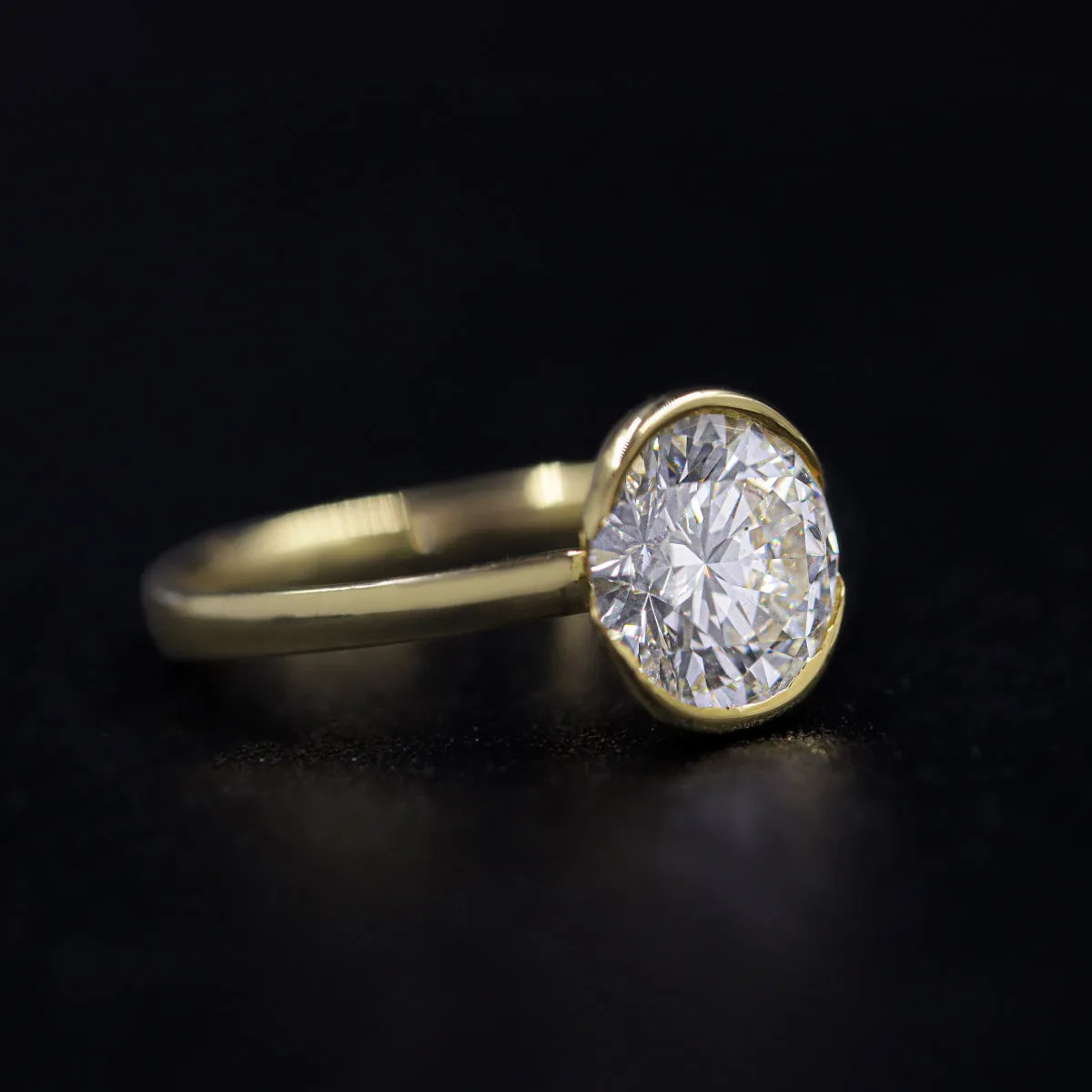 Round Solitaire Half Bezel Engagement Ring