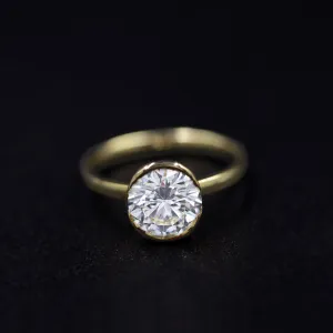 Round Solitaire Half Bezel Engagement Ring