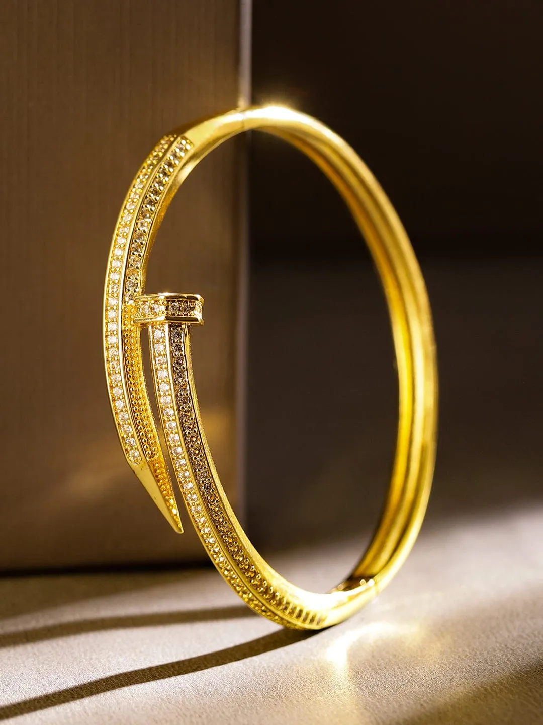 Rubans 18K Gold-Plated Demi Fine Cubic Zirconia Openable Bracelet