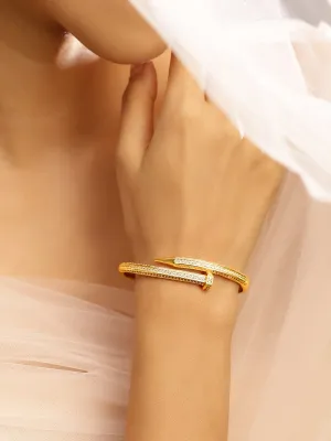 Rubans 18K Gold-Plated Demi Fine Cubic Zirconia Openable Bracelet