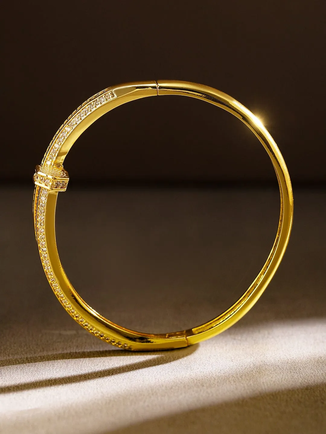 Rubans 18K Gold-Plated Demi Fine Cubic Zirconia Openable Bracelet