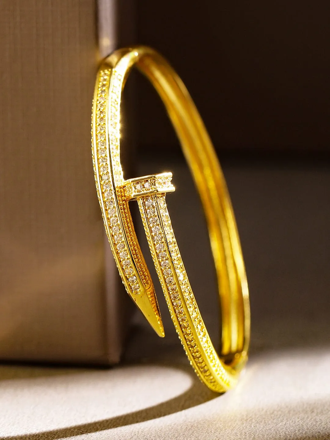 Rubans 18K Gold-Plated Demi Fine Cubic Zirconia Openable Bracelet