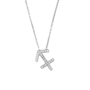 Sagittarius Pendant Necklace in Silver with Zircon Accents