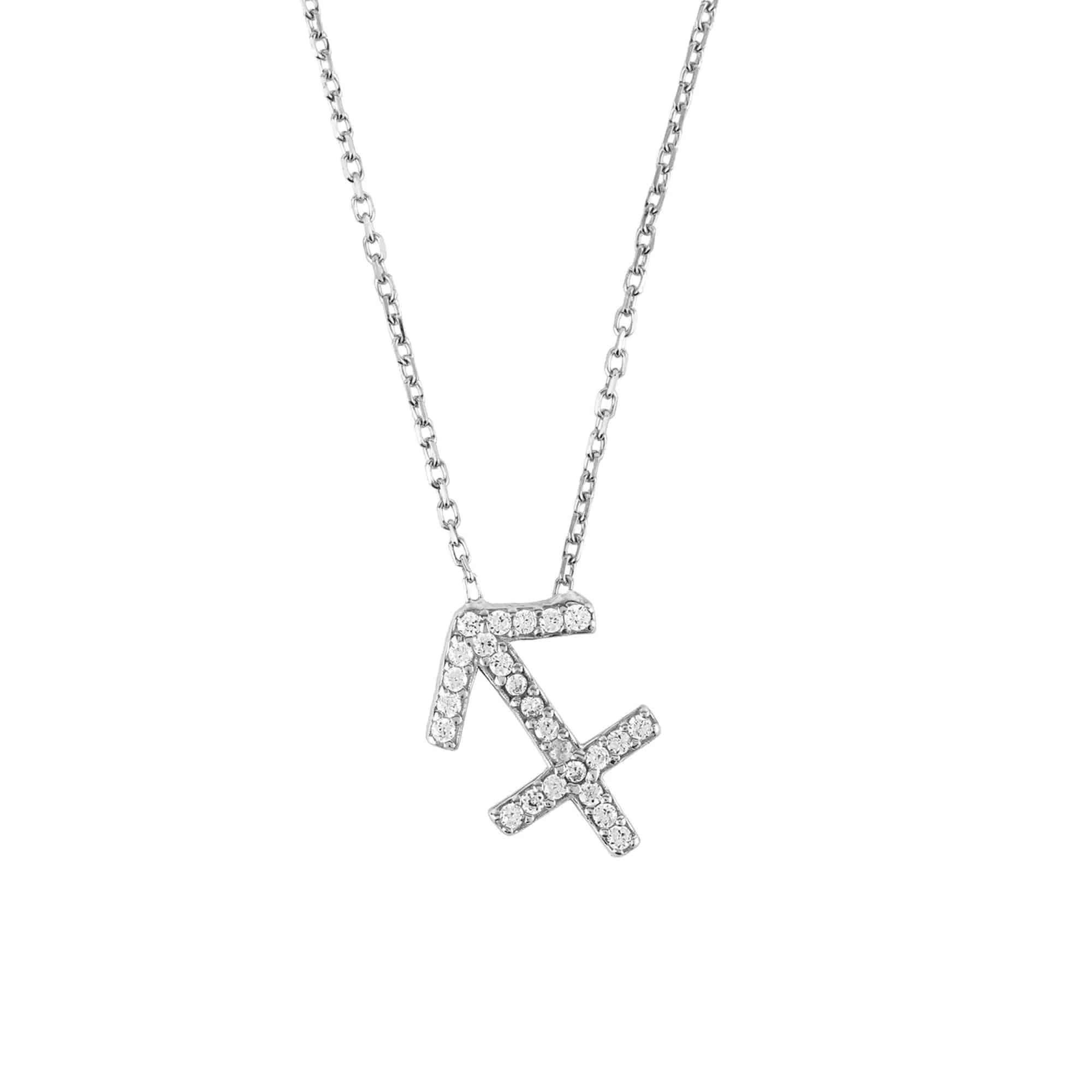 Sagittarius Pendant Necklace in Silver with Zircon Accents