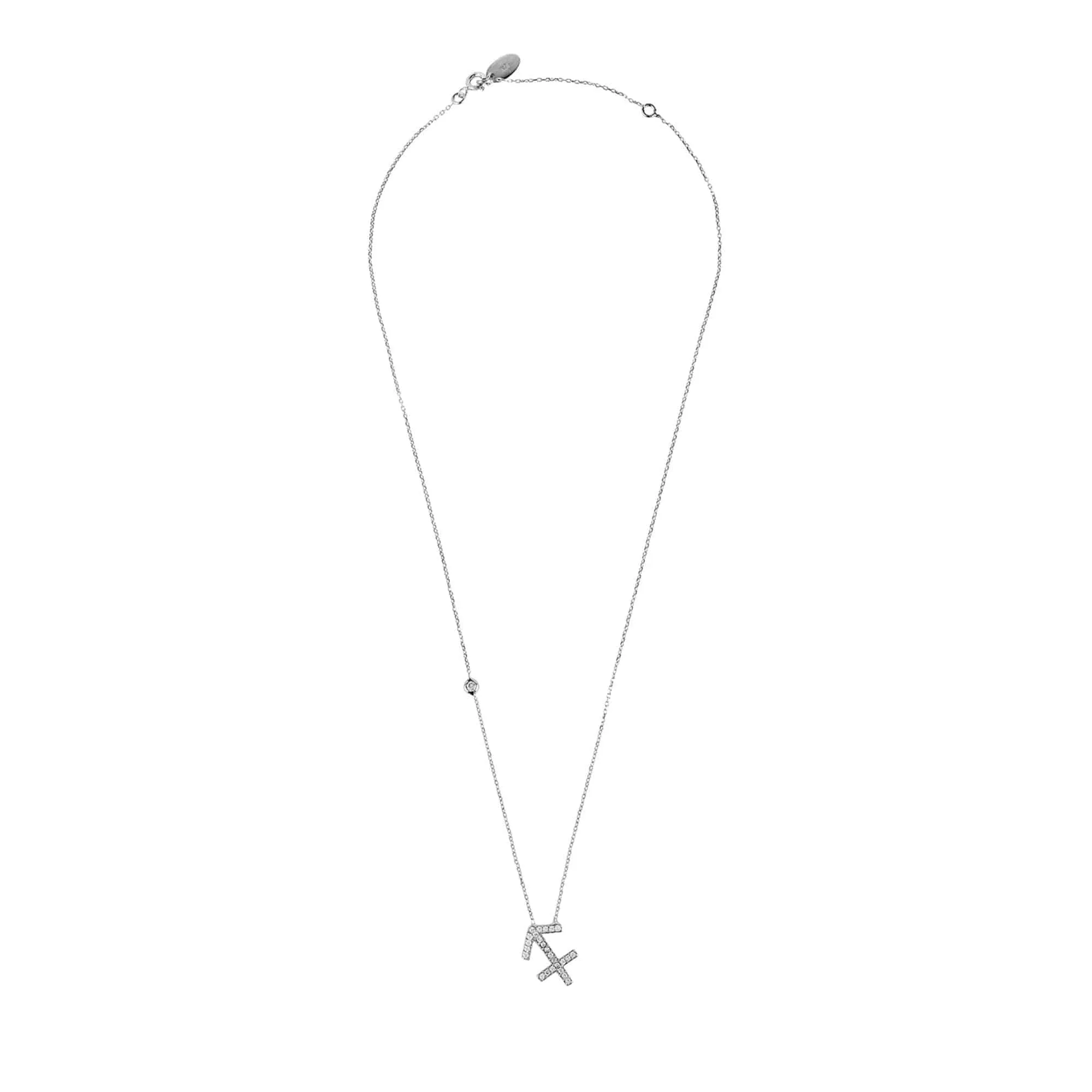Sagittarius Pendant Necklace in Silver with Zircon Accents