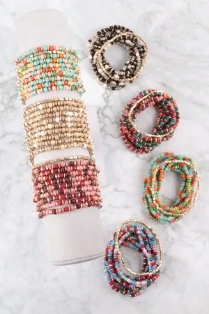 SEED BEAD, CCB STACKABLE, LAYERED VERSATILE BRACELET