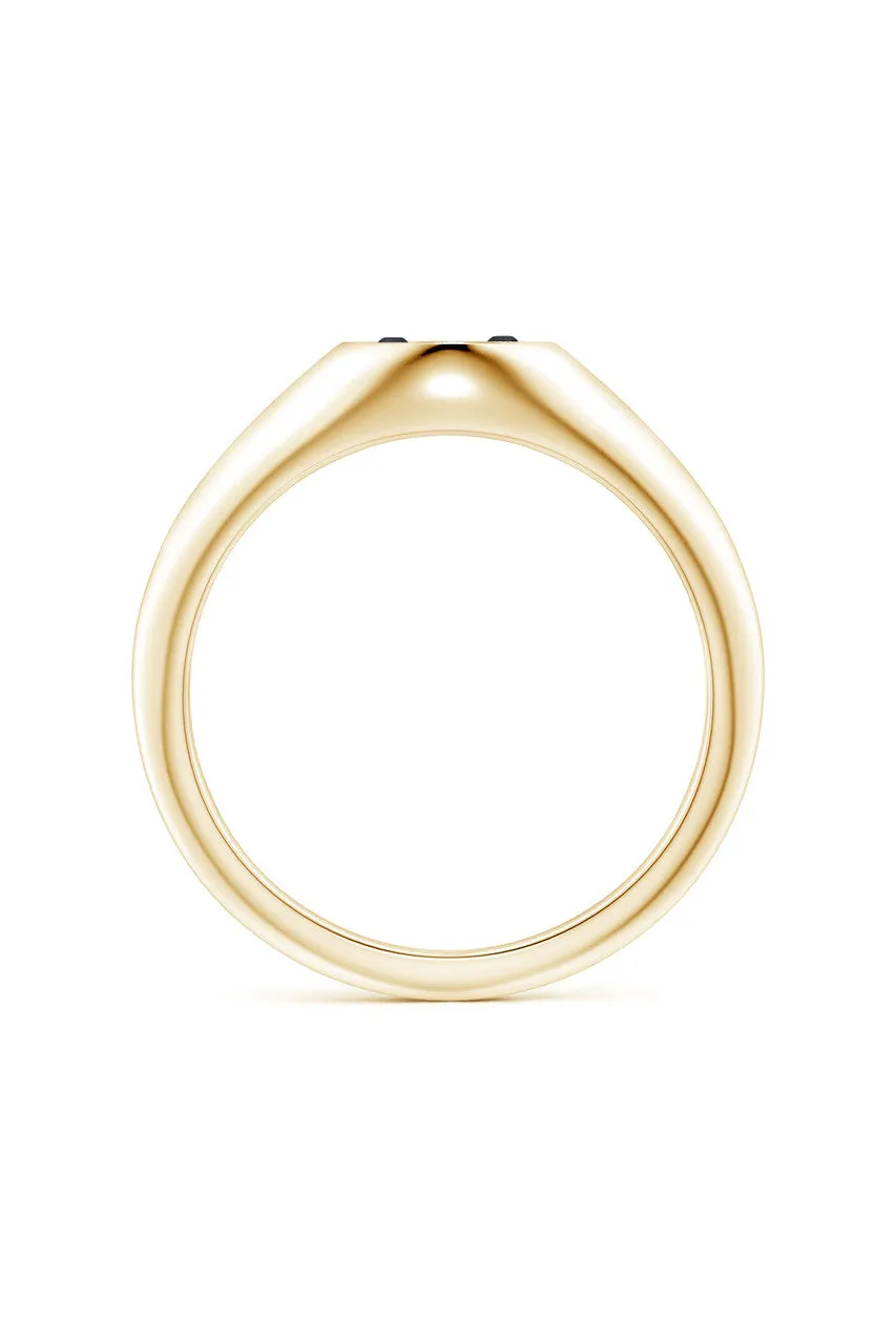 Shangri-La Yin-Yang 14K Gold with Black & White Diamond Signet Ring