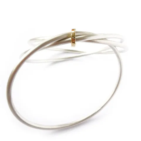 Silver and 18ct yellow gold bangle - modern and unique
