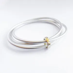 Silver and 18ct yellow gold bangle - modern and unique