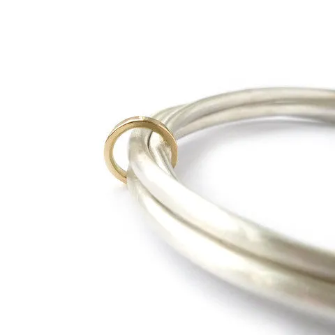Silver and 18ct yellow gold bangle - modern and unique