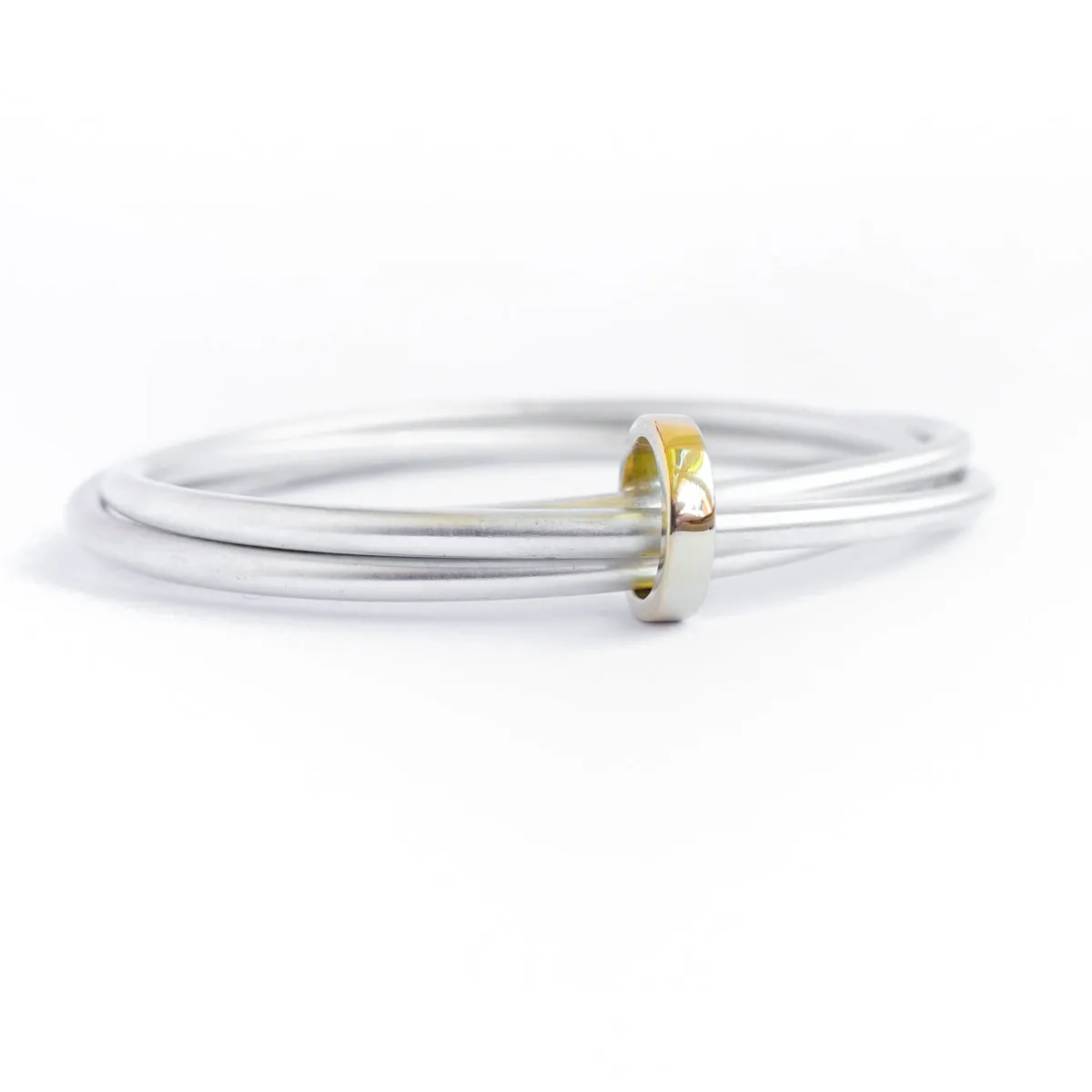 Silver and 18ct yellow gold bangle - modern and unique