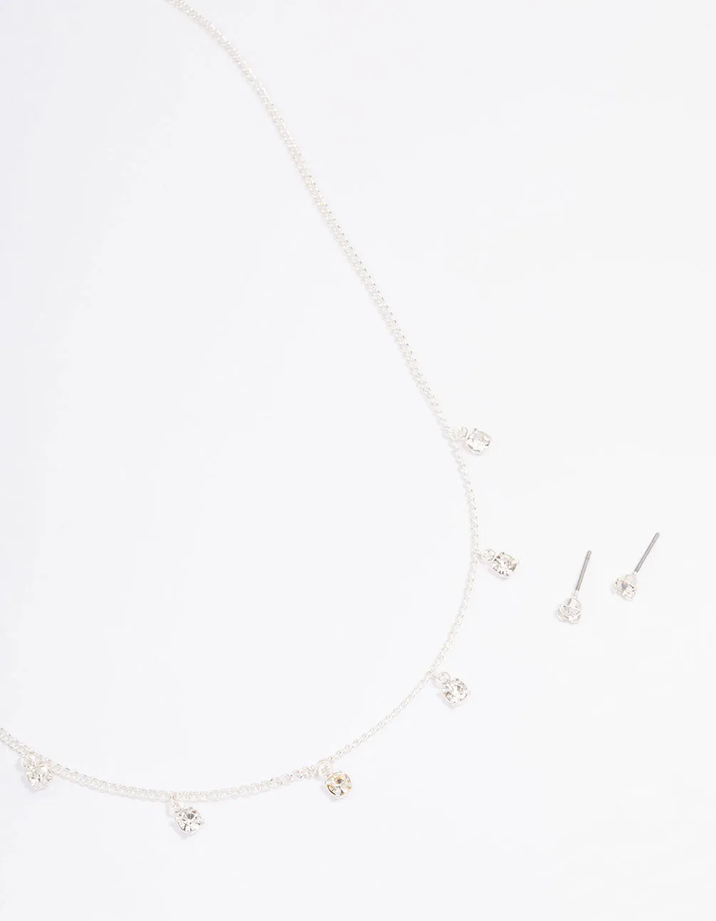 Silver Diamante Droplet Jewellery Set