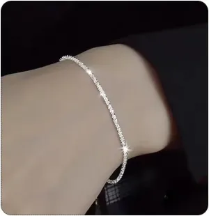 Silver Link Bracelets for Women, Small Adjustable Simple Twisted Charm Chain Bracelets Jewelry for Women Trendy