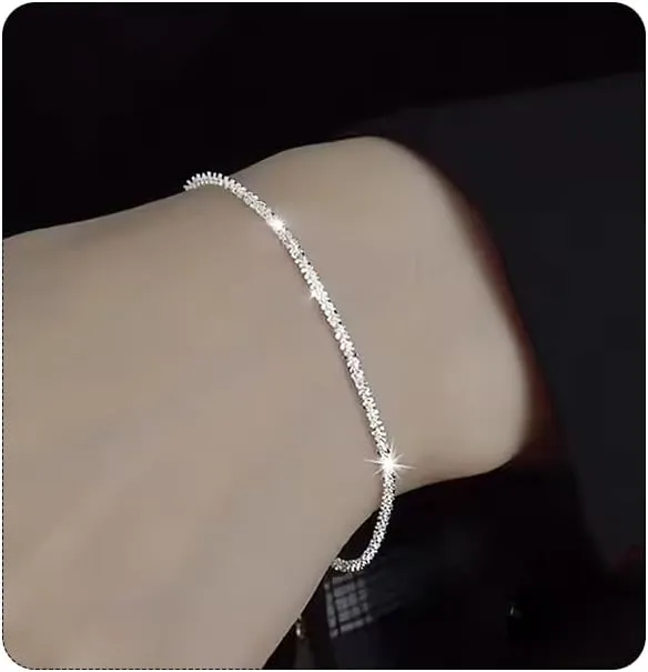 Silver Link Bracelets for Women, Small Adjustable Simple Twisted Charm Chain Bracelets Jewelry for Women Trendy