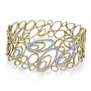 SIMON G 18K YELLOW GOLD WHITE MB4046 BANGLE