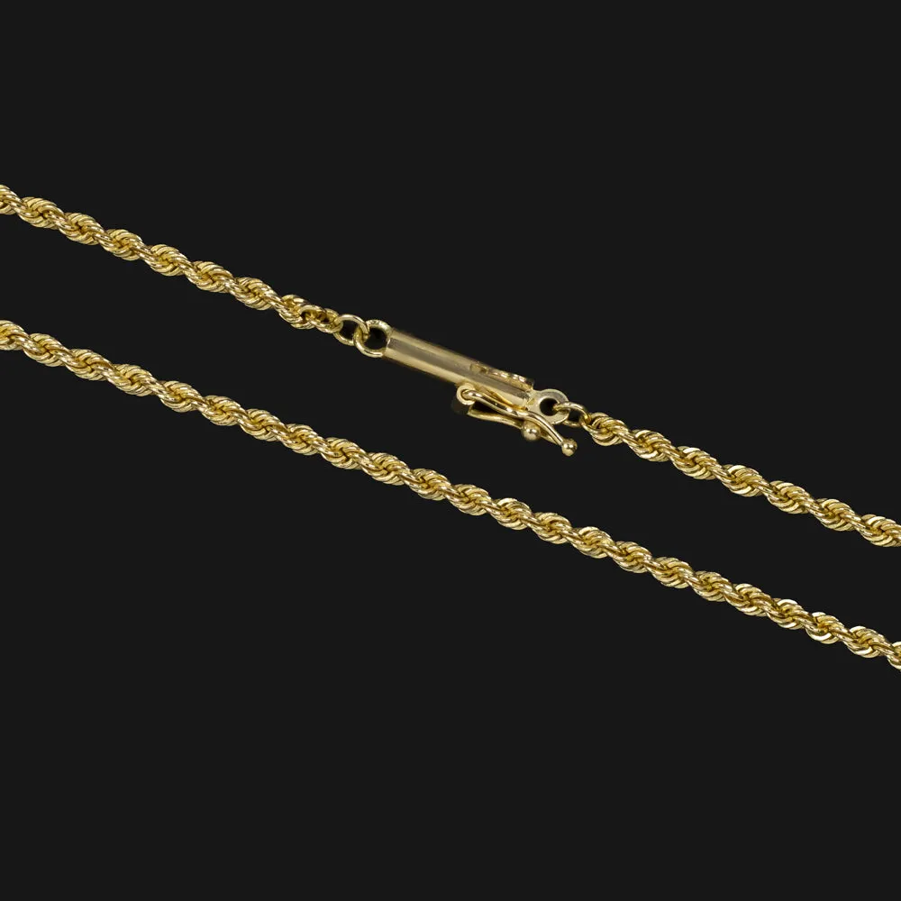 SOLID 14K YELLOW GOLD ROPE CHAIN 18in 1.7mm CLASSIC TWIST MENS LADIES NECKLACE