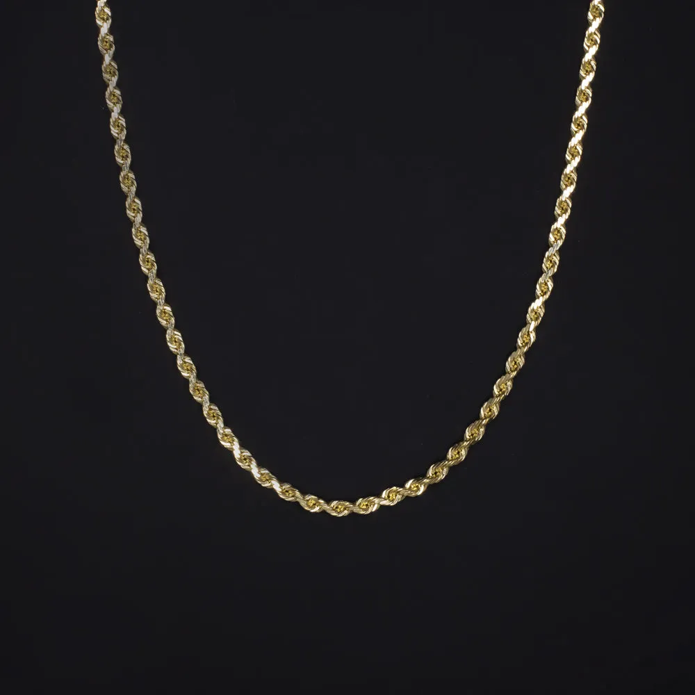 SOLID 14K YELLOW GOLD ROPE CHAIN 24in 1.7mm CLASSIC TWIST MENS LADIES NECKLACE