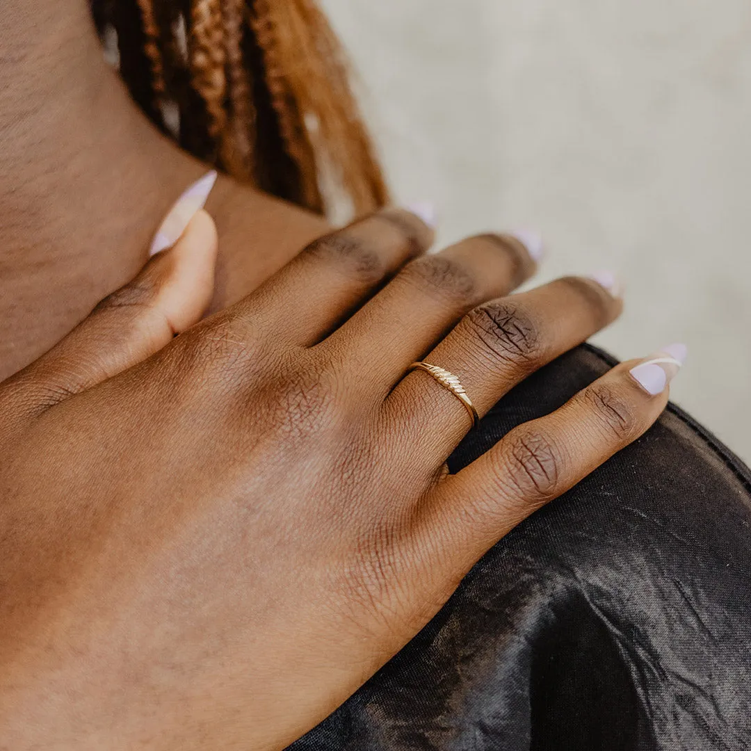 Solid Gold Mini Croissant Ring