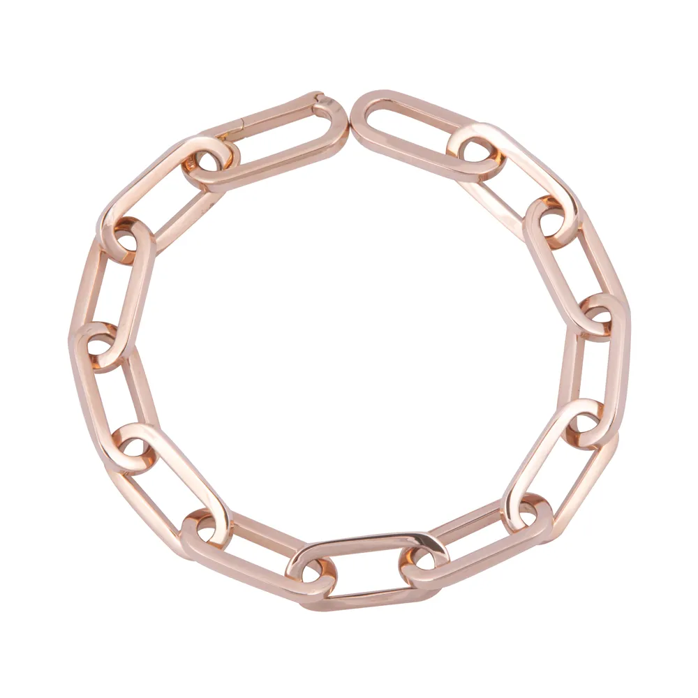 Solid Gold Oval Paperclip Bracelet