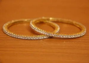Solitaire Look Gold Plated Single Line Bangles