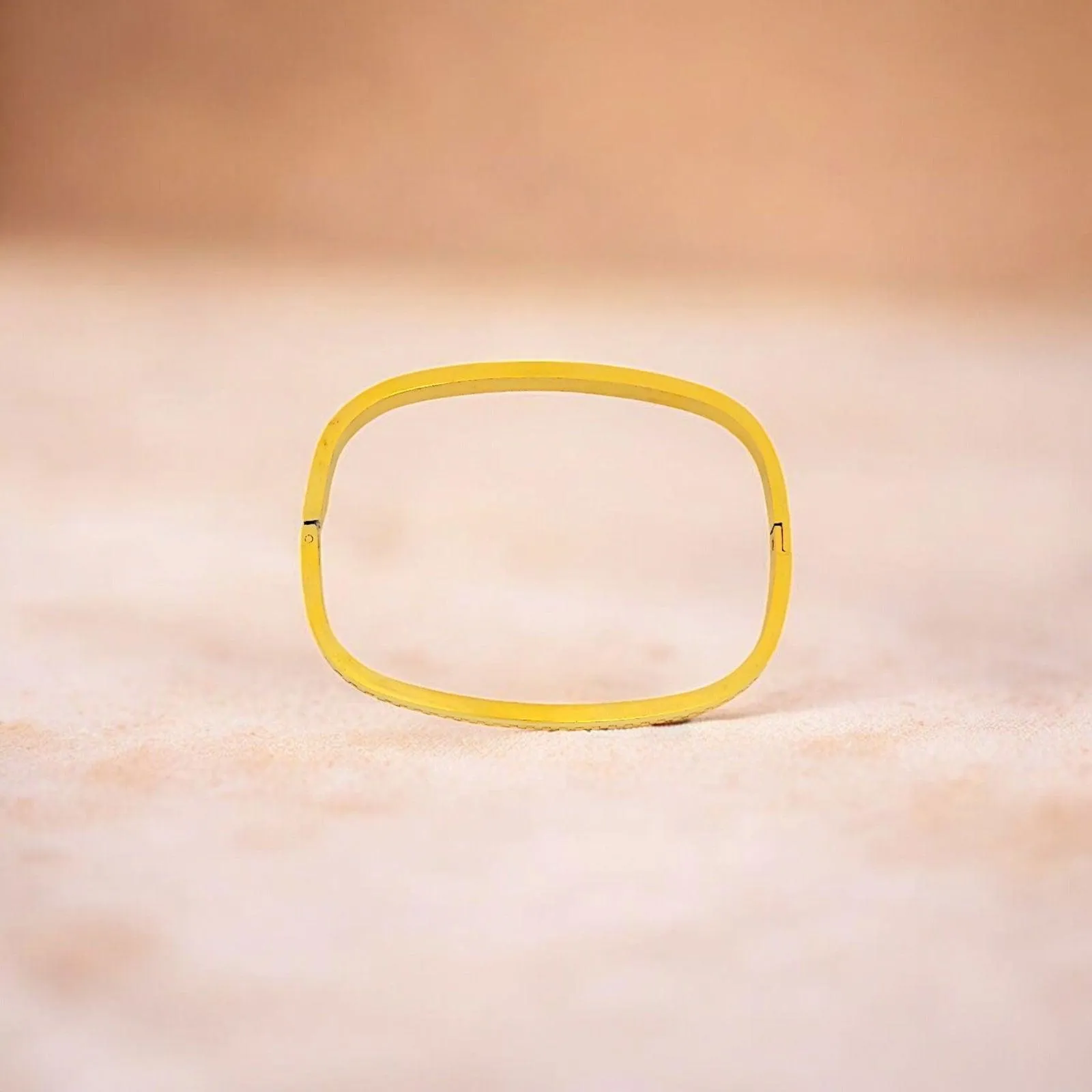 Square-Edged Gold Bracelet with Crystal