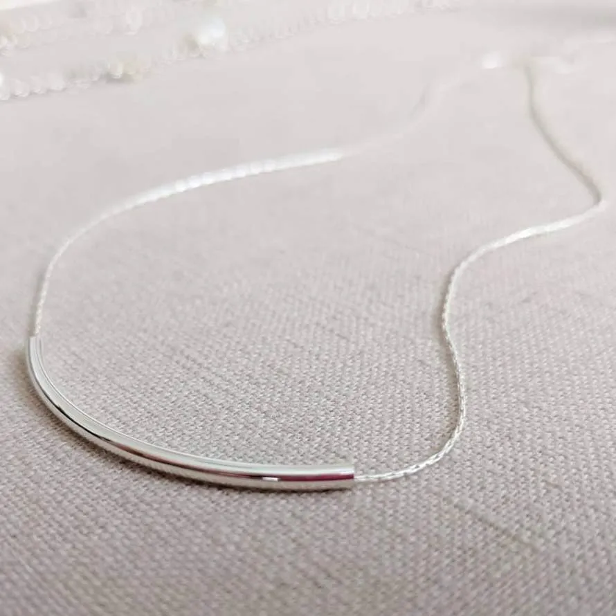 Sterling Silver Curved Bar Necklace