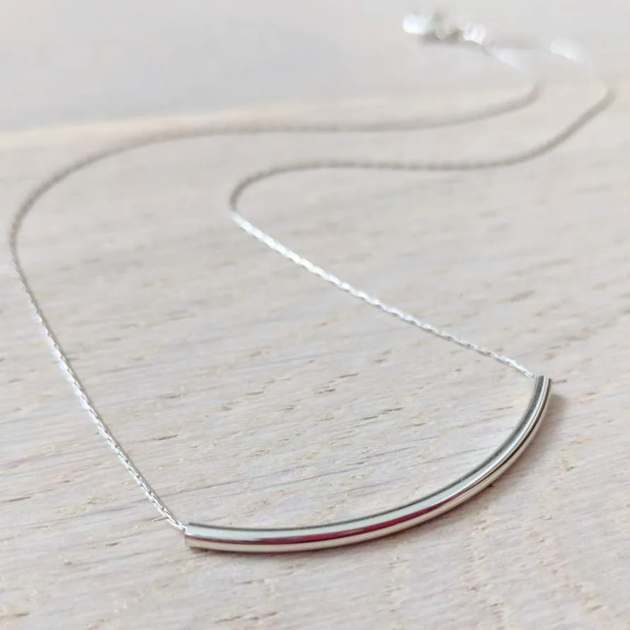 Sterling Silver Curved Bar Necklace