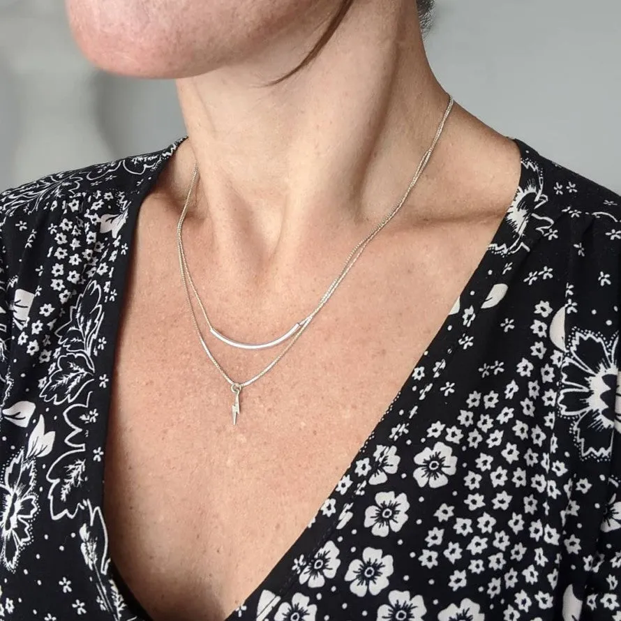 Sterling Silver Curved Bar Necklace