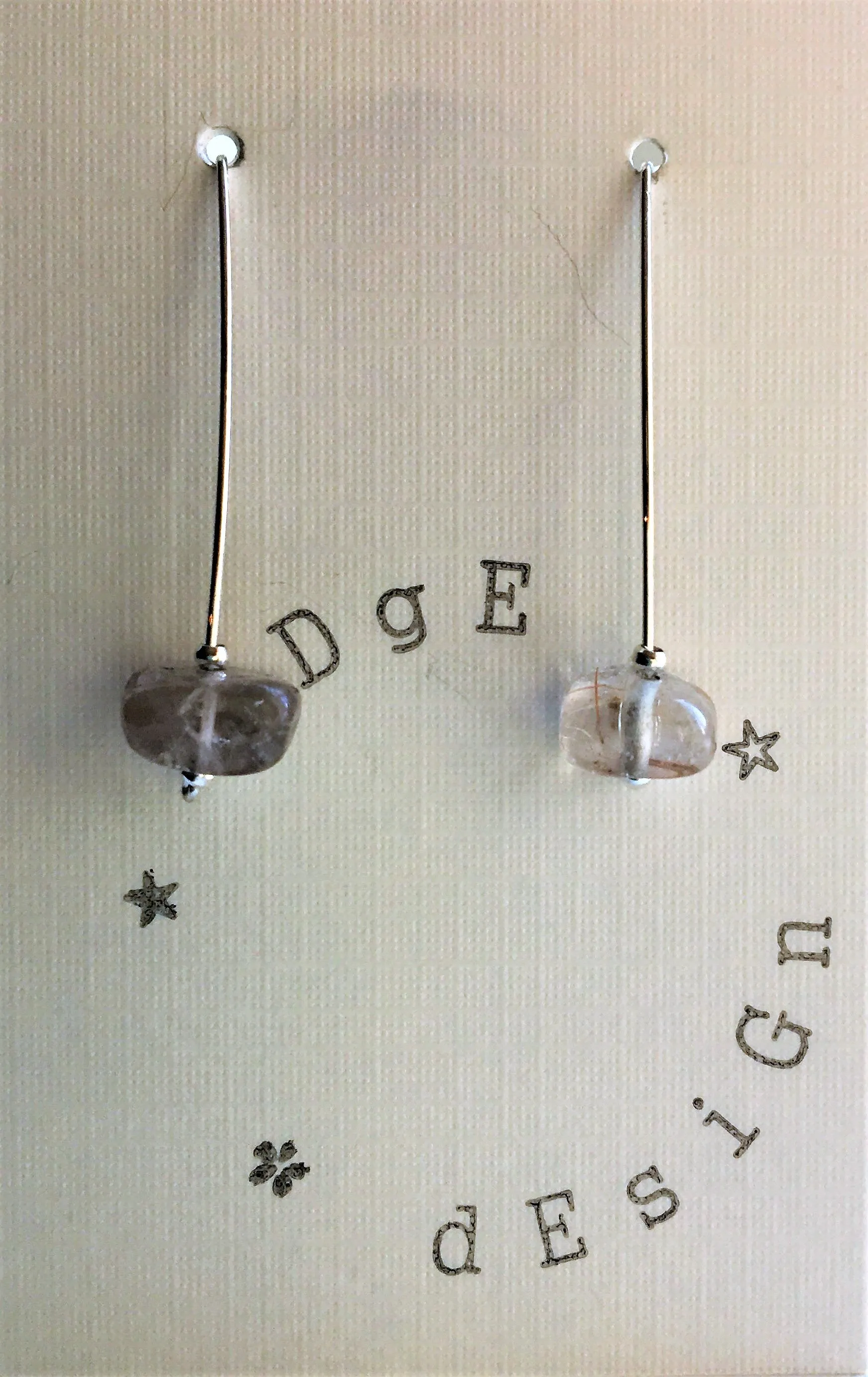 Sterling Silver Earrings - Rutilated Quartz Wire Drop