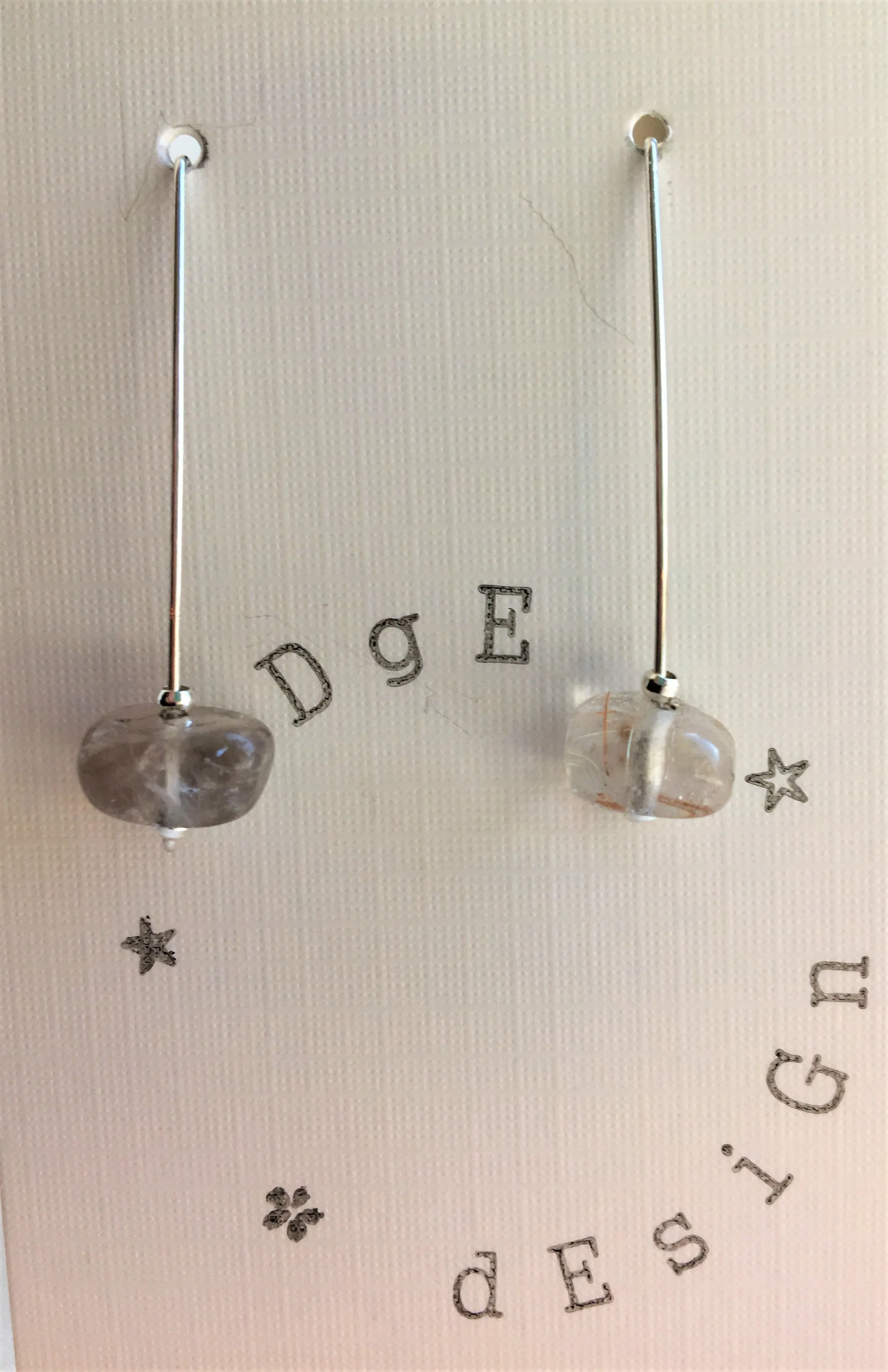 Sterling Silver Earrings - Rutilated Quartz Wire Drop
