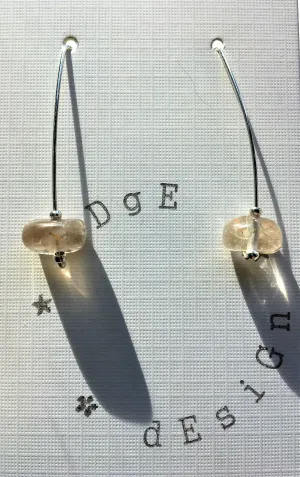 Sterling Silver Earrings - Rutilated Quartz Wire Drop