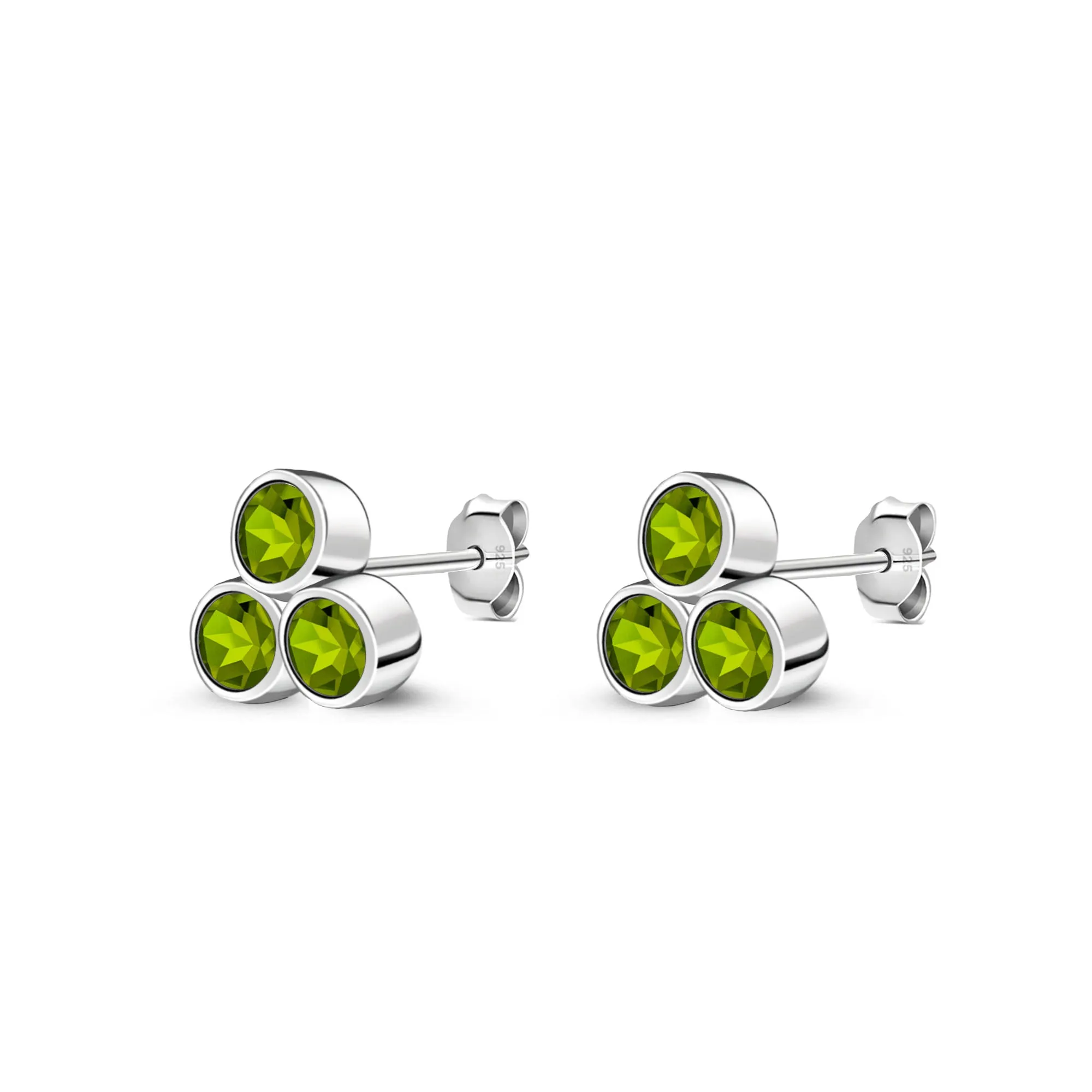 Sterling Silver Peridot Bubble Cluster Stud Earrings