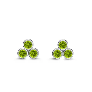 Sterling Silver Peridot Bubble Cluster Stud Earrings