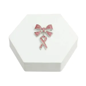 Stylish Silver Tone Lapel Pin with Double Pink Ribbon - Buy Today!