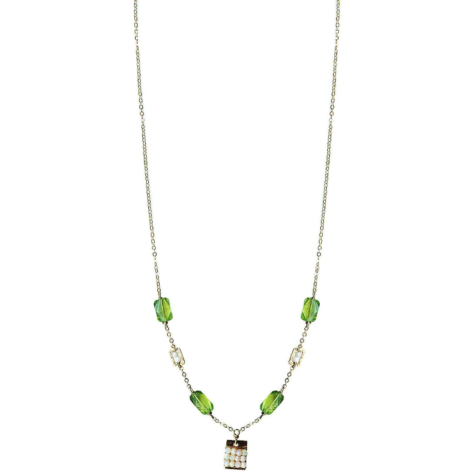 Tabs Necklace 5022 with Peridot and Australian Opal by Michelle Pressler Jewelry