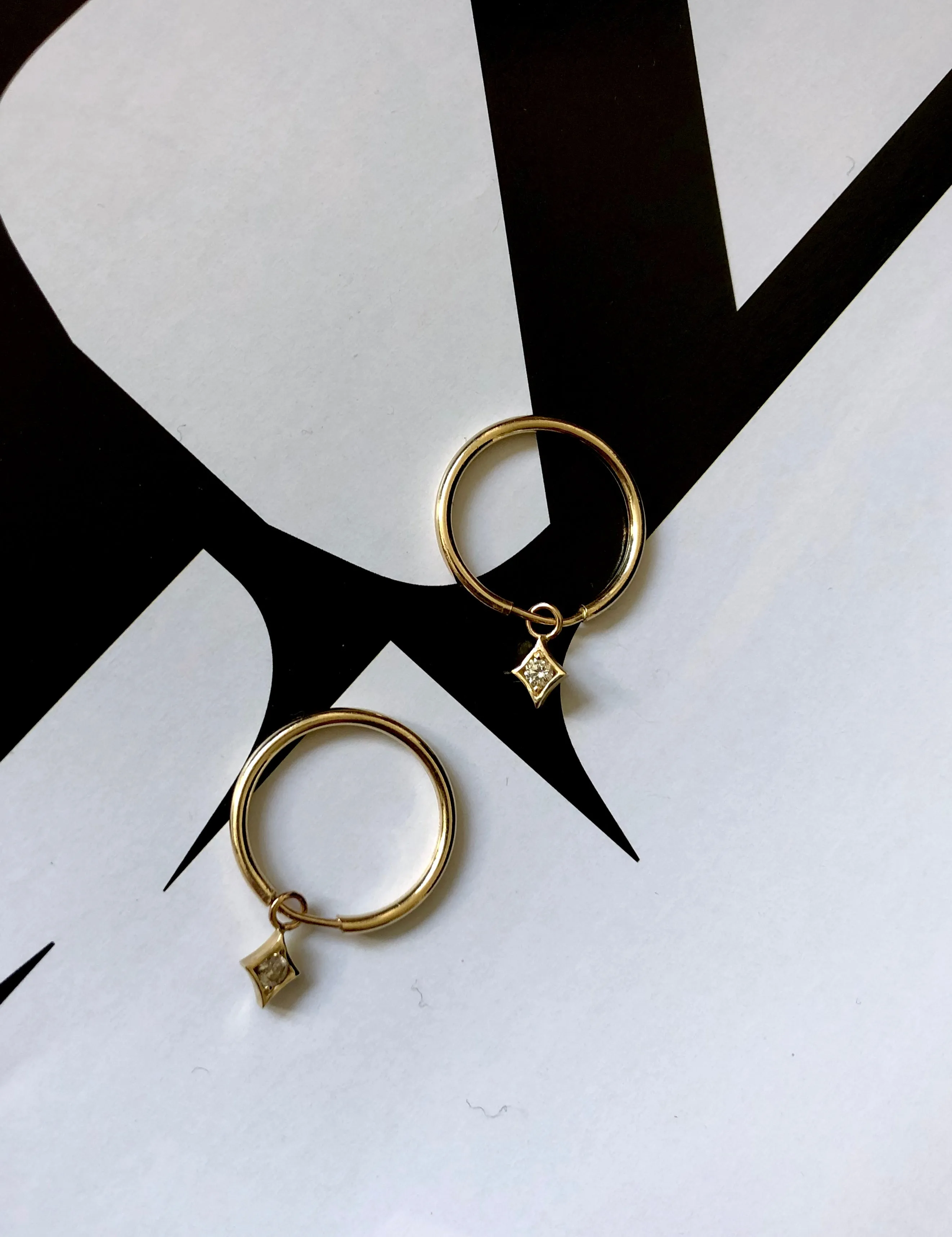Tamara dangling diamond hoop earrings