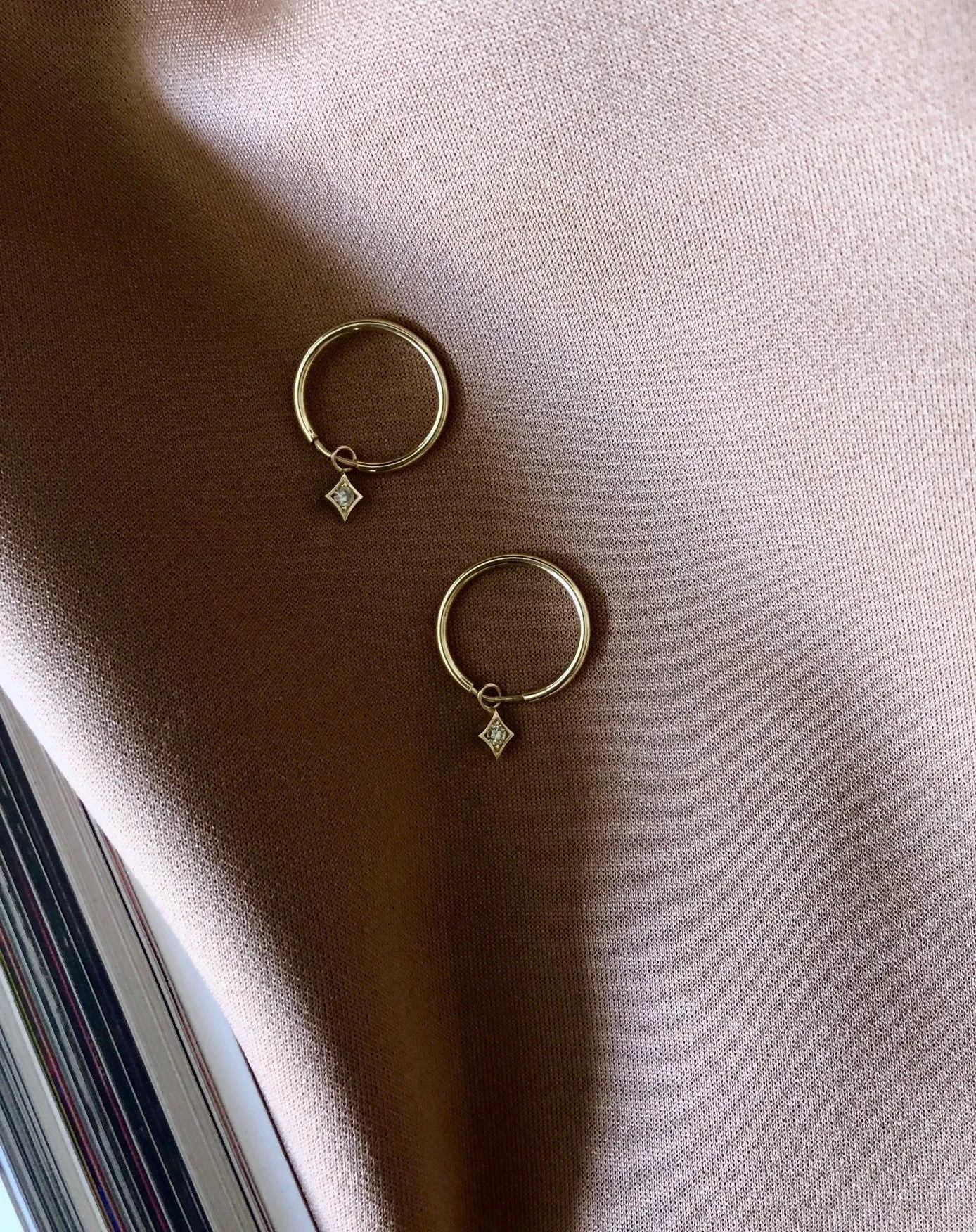 Tamara dangling diamond hoop earrings