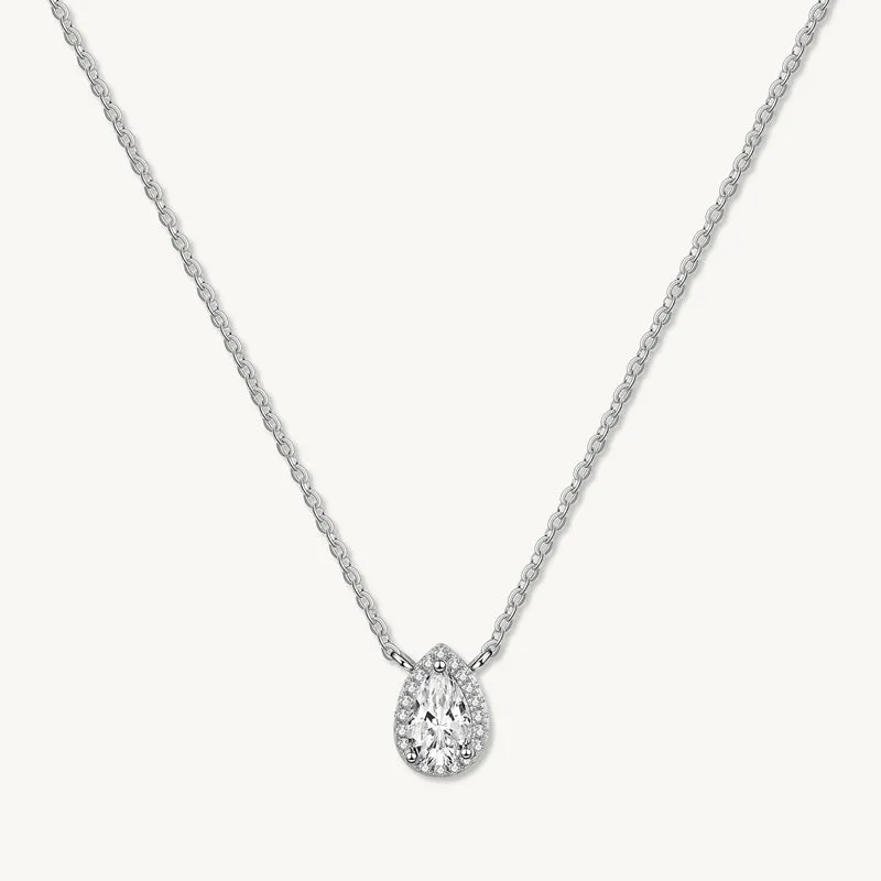 Teardrop Solitaire Moissanite Necklace 1 Carat