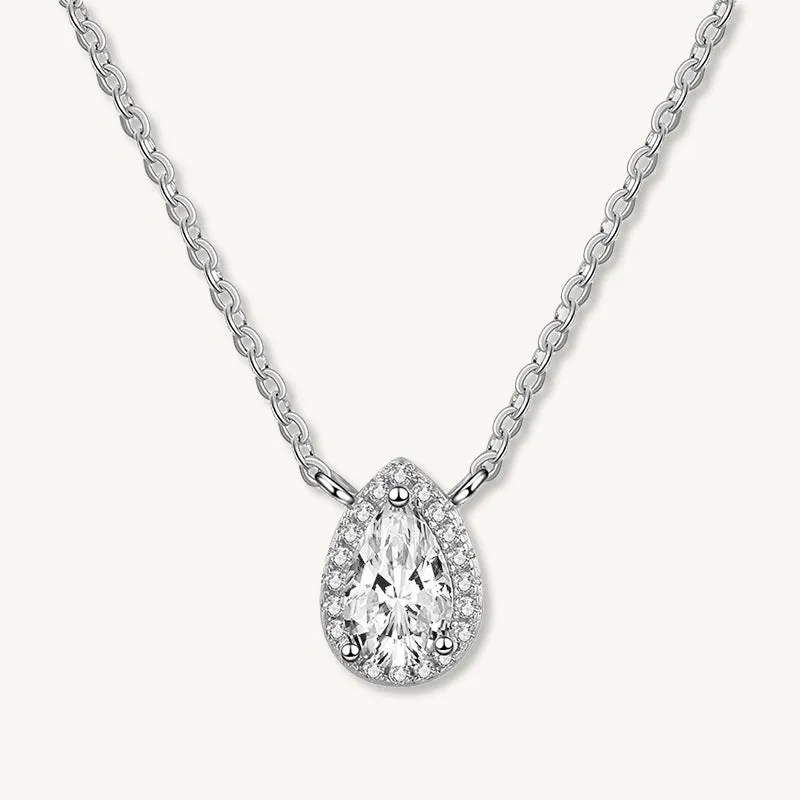 Teardrop Solitaire Moissanite Necklace 1 Carat