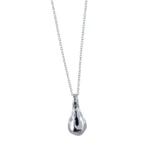 Textured Tear Drop Sterling Silver Necklace